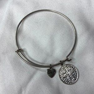 SALE Silver Cross Expandable Bangle Charm Bracelet